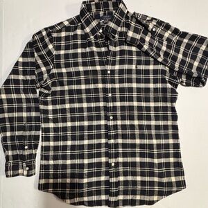 Ralph Lauren Shirt Men's Performance Flannel Classic Fit black/cream Plaid Sz XL